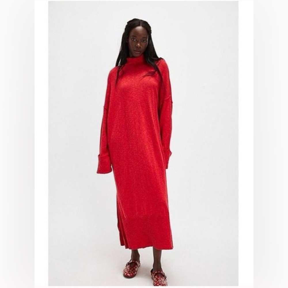 Free People Faye Sweater Midi Dress Oversized Small